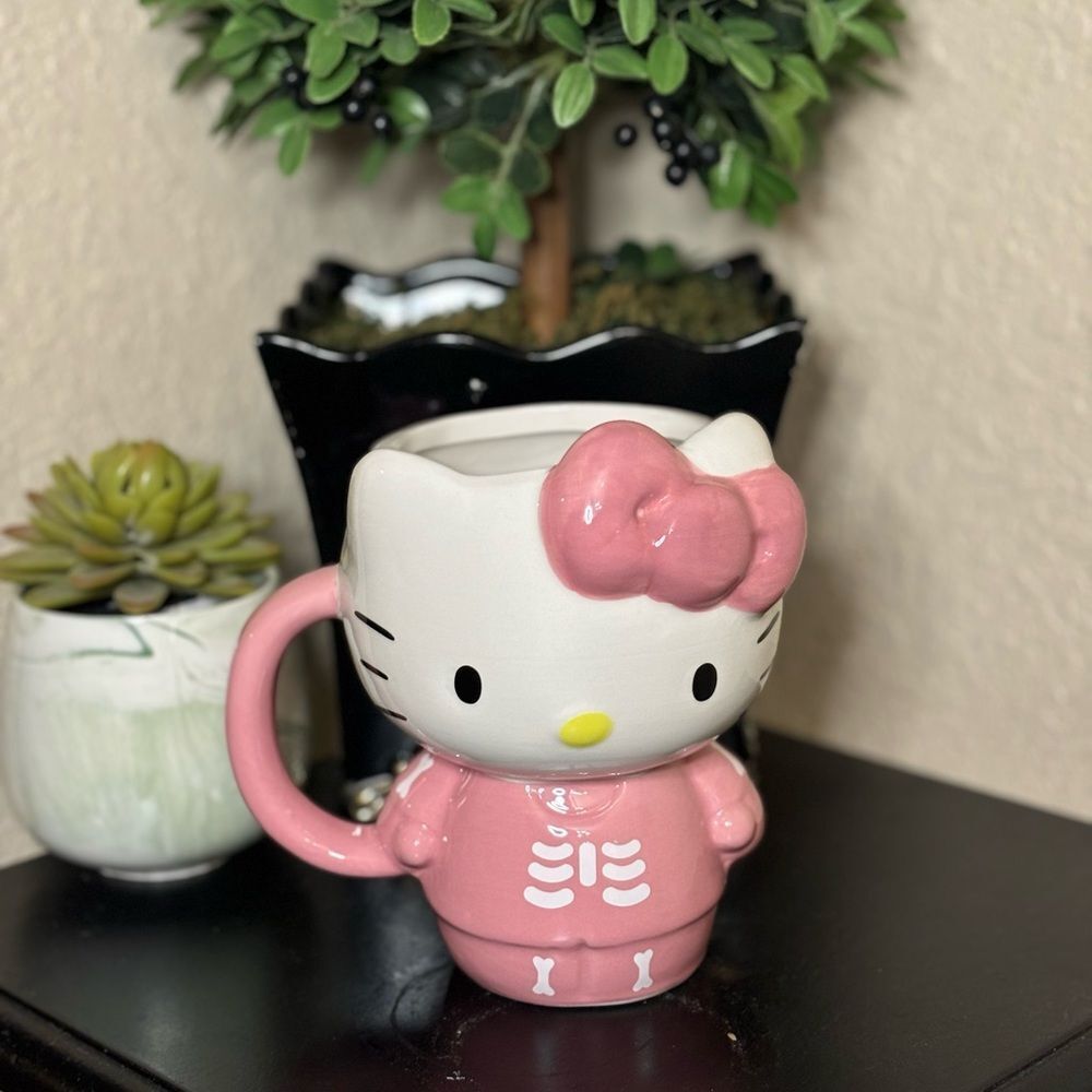 NEW Hello Kitty Pink Skeleton Mug